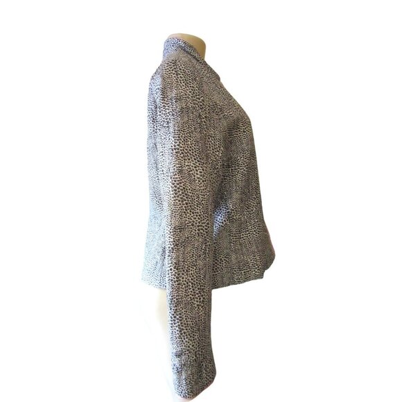 New w Tags, Sillkland Zip Up Silk Jacket Black/White Leopard Print in Sz PL - Picture 3 of 8